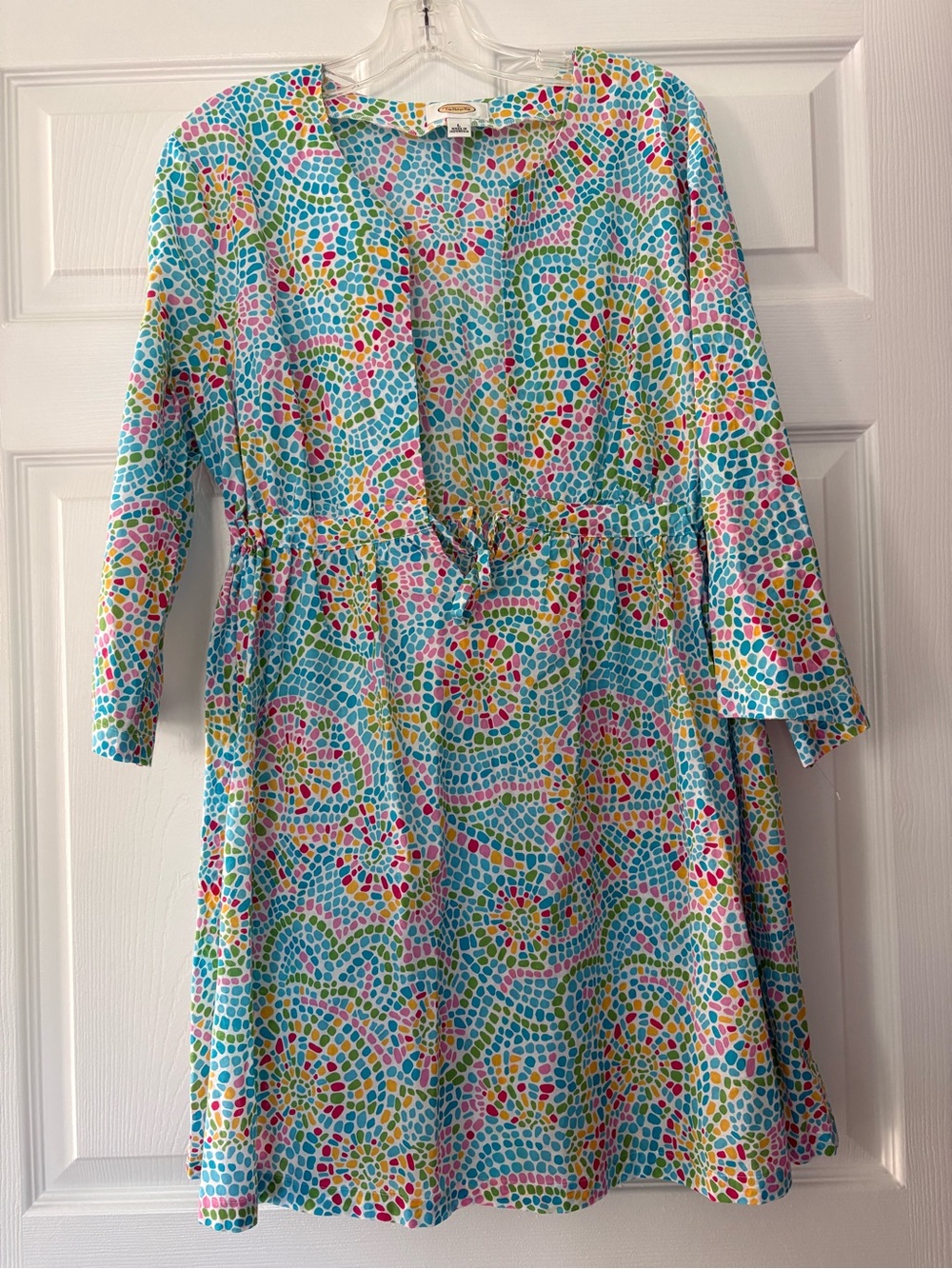 Talbots Colorful Mosaic Print coverup drawstring waist size large
